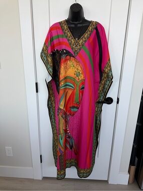 Caftan- Brand new!   Multicolor Artistic Caftan Dress loungewear vibrant chic